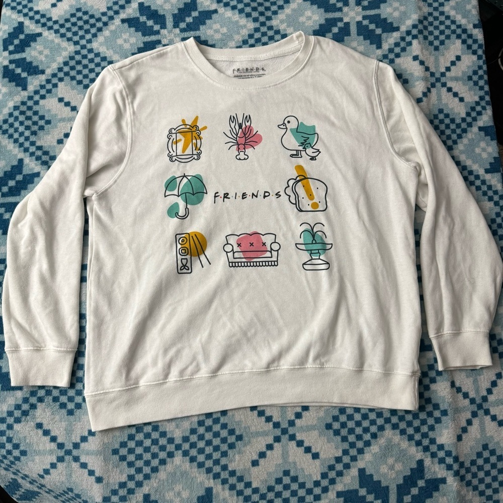 Friends Tv Show Unisex Graphic Print Crewneck Sweater Size XL *Stain*